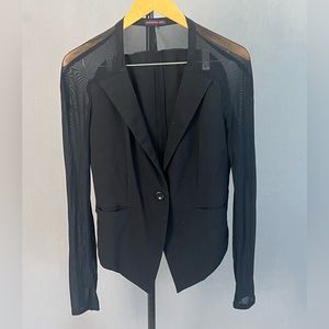 Black Mesh Sleeve Blazer.